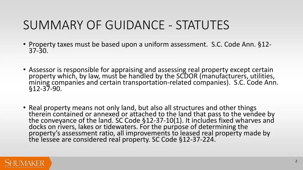 summary of guidance statutes