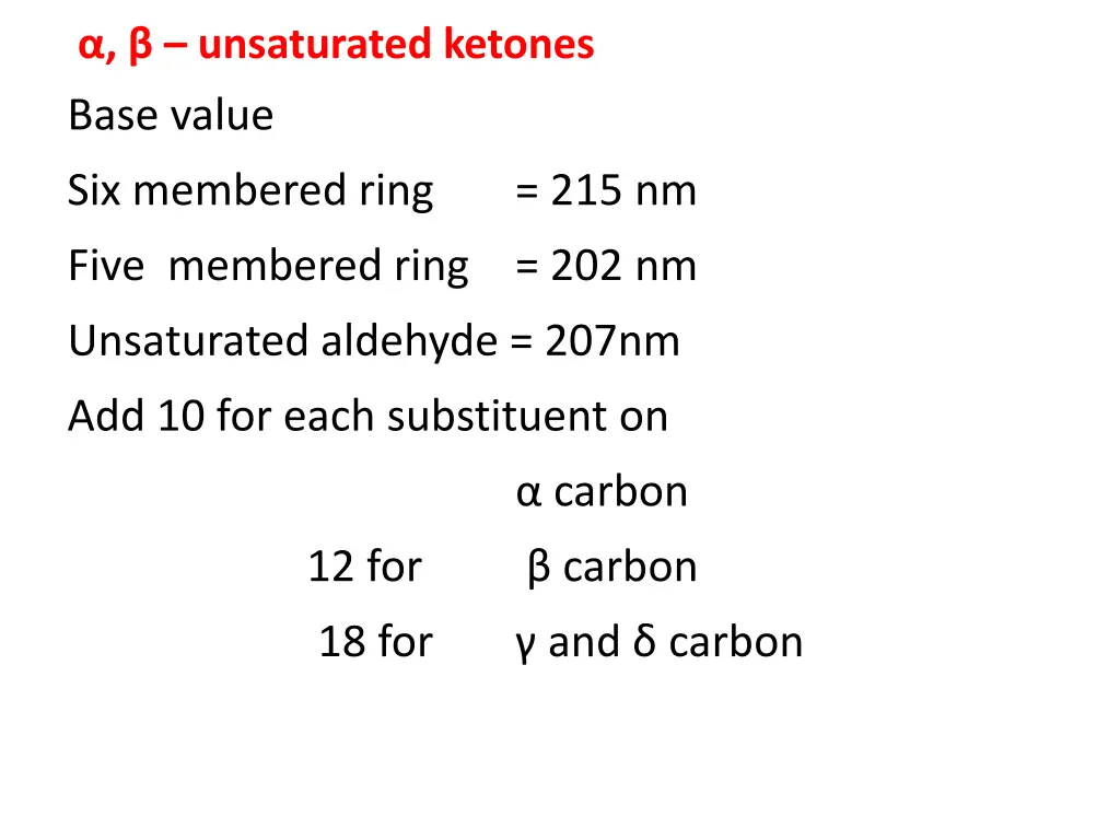 unsaturated ketones base value