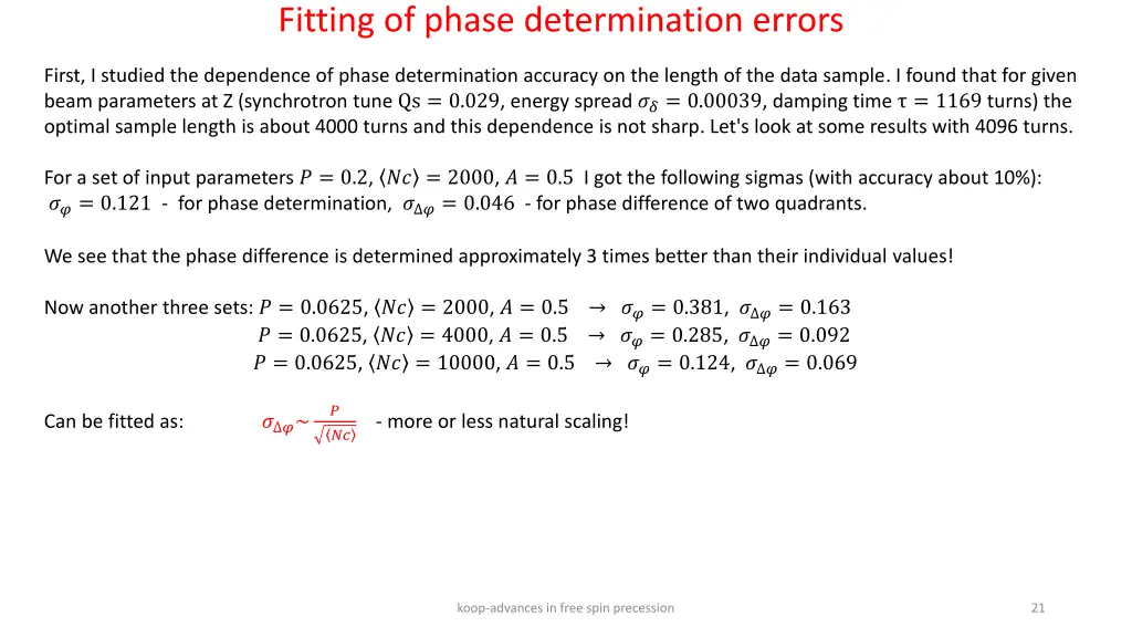 fitting of phase determination errors