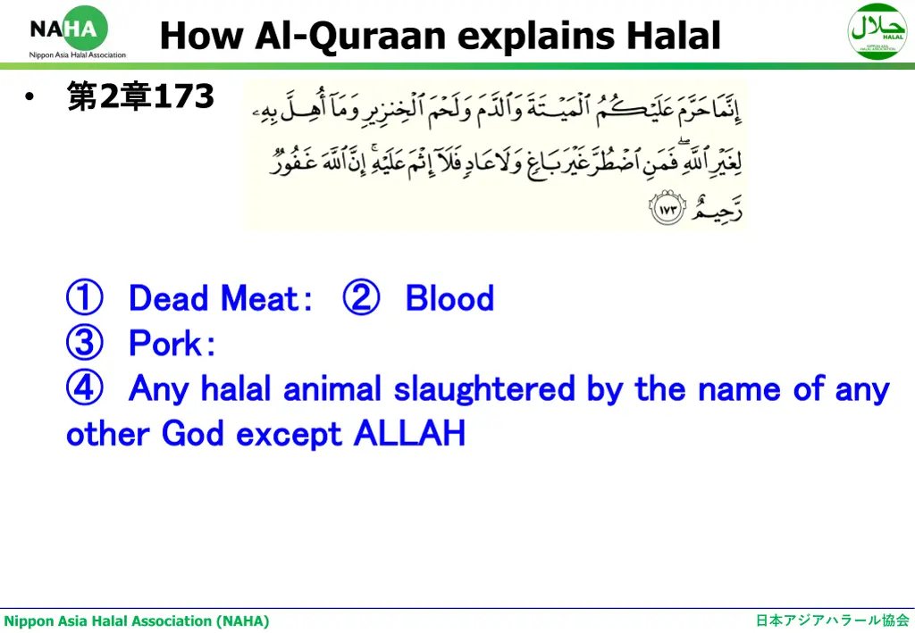 how al quraan explains halal