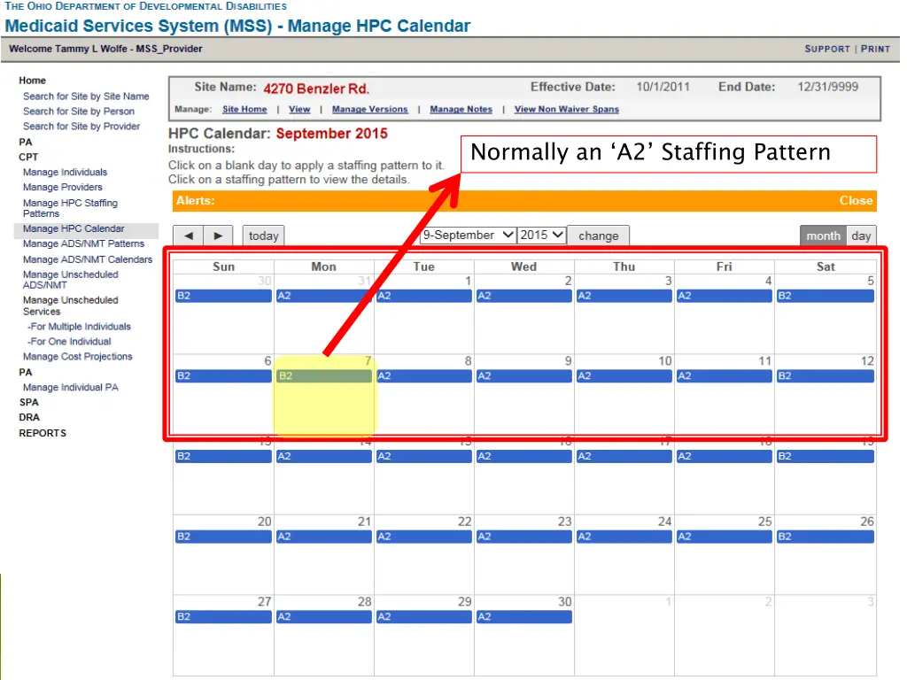 normally an a2 staffing pattern