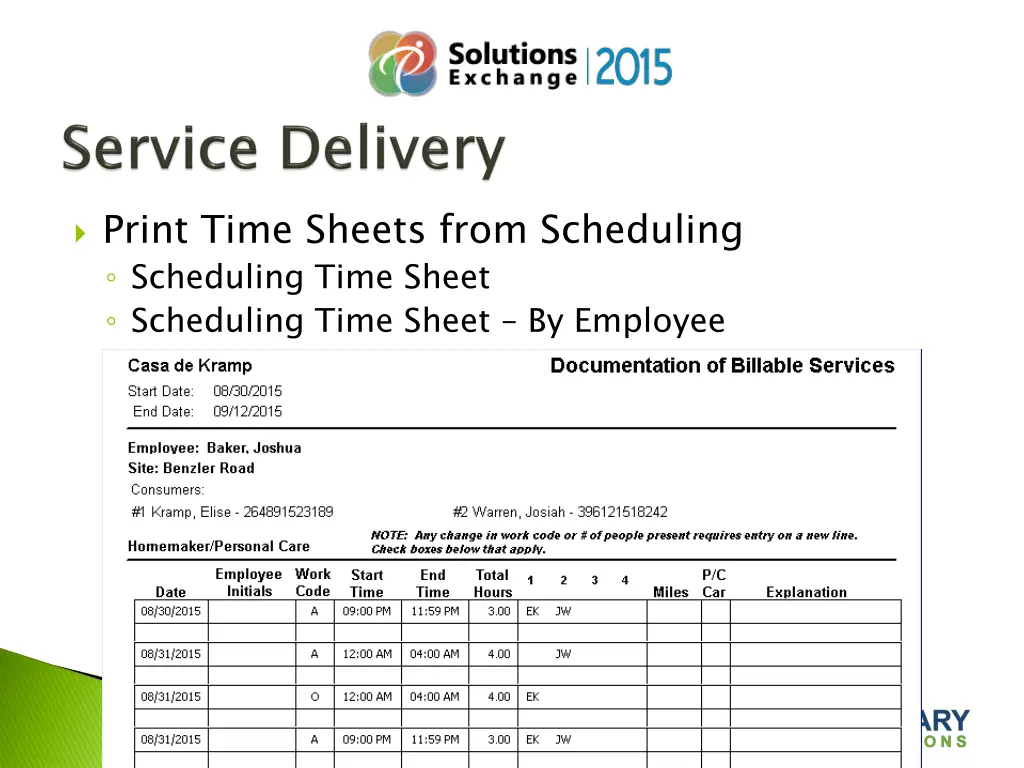 print time sheets from scheduling scheduling time