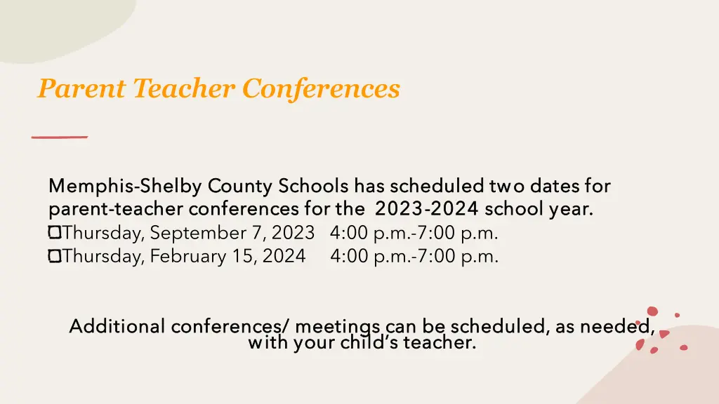 parent teacher conferences