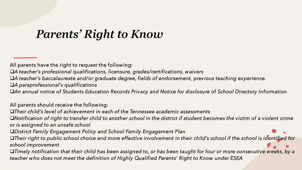 parents right to know