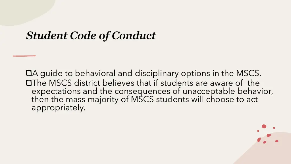 student code of conduct