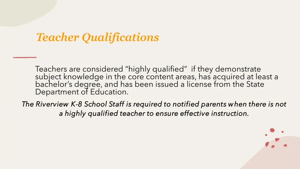 teacher qualifications