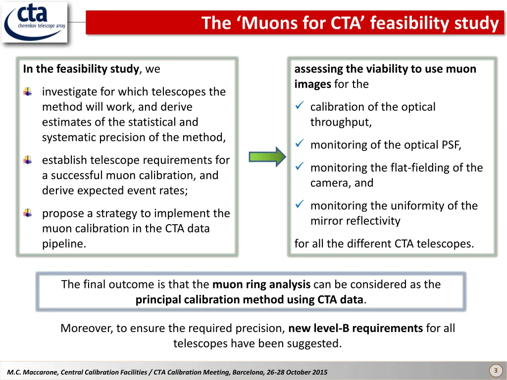 the muons for cta feasibility study 1