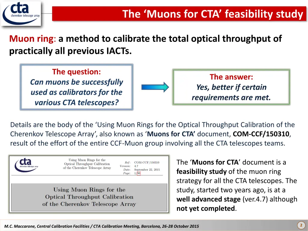 the muons for cta feasibility study