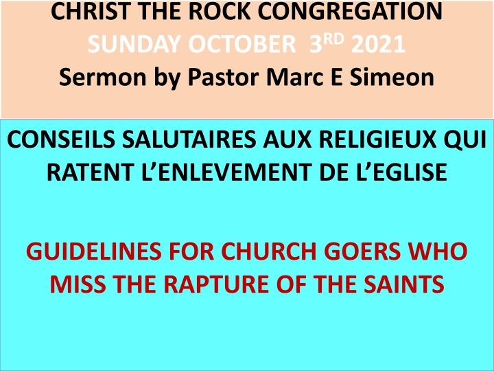 christ the rock congregation sunday october