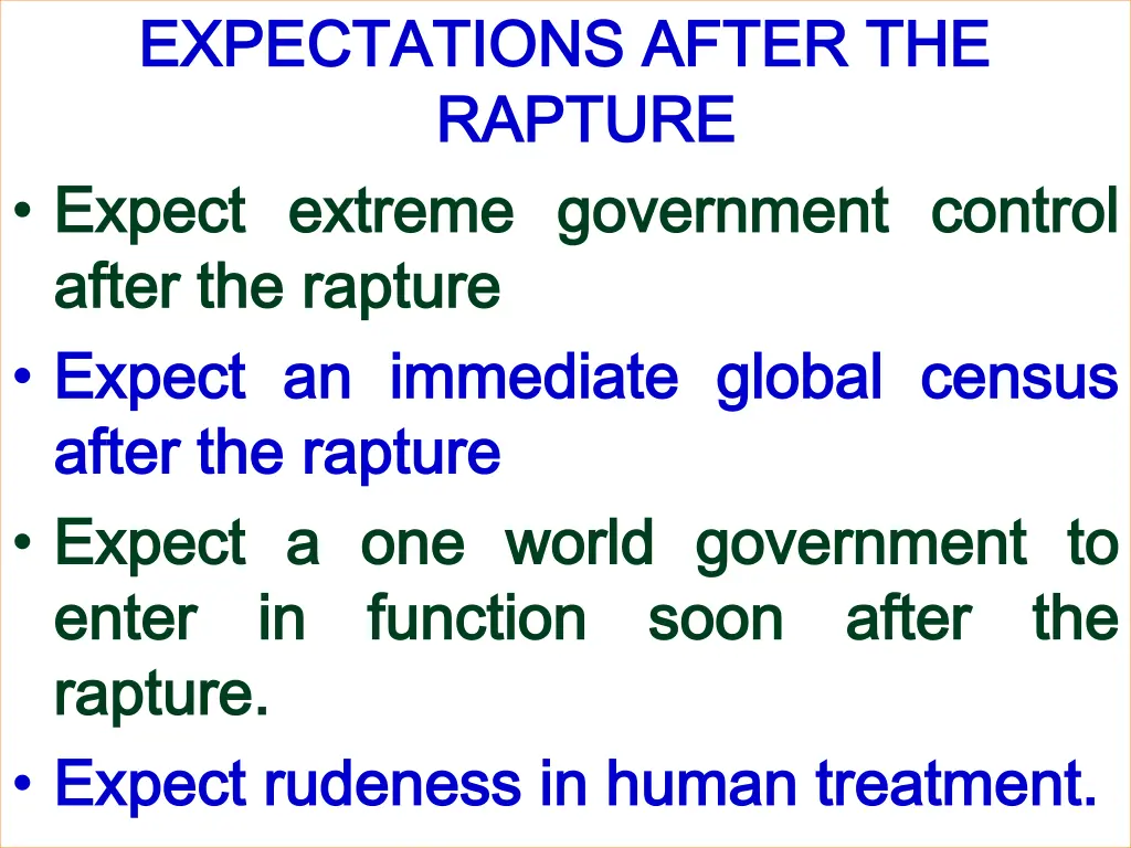 expectations after the expectations after