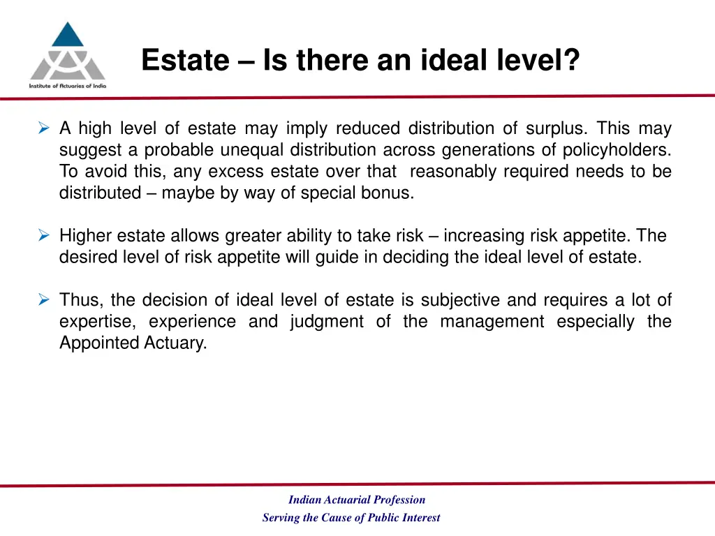 estate is there an ideal level 1