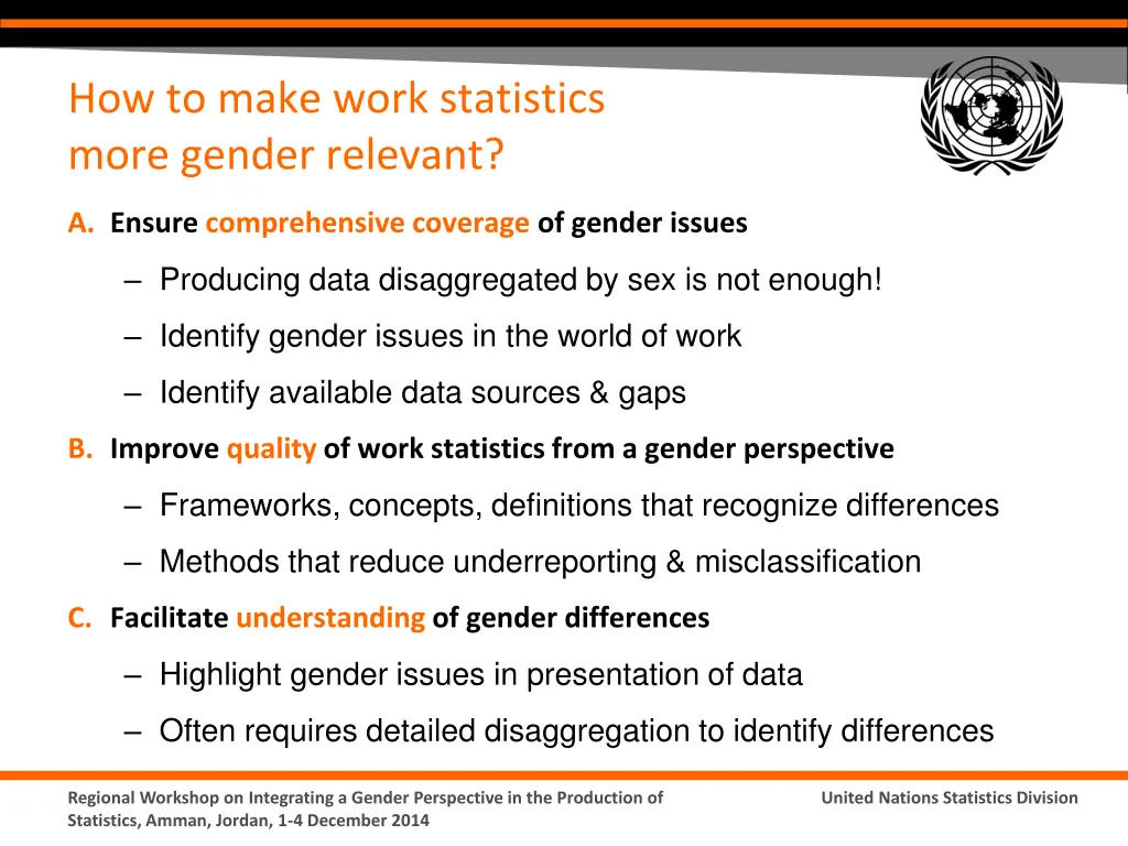how to make work statistics more gender relevant