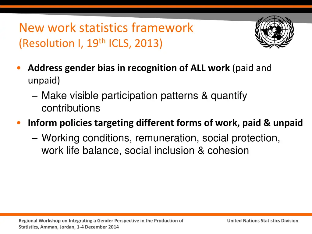 new work statistics framework resolution