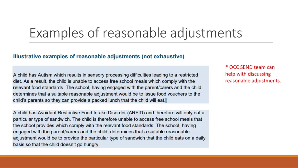examples of reasonable adjustments