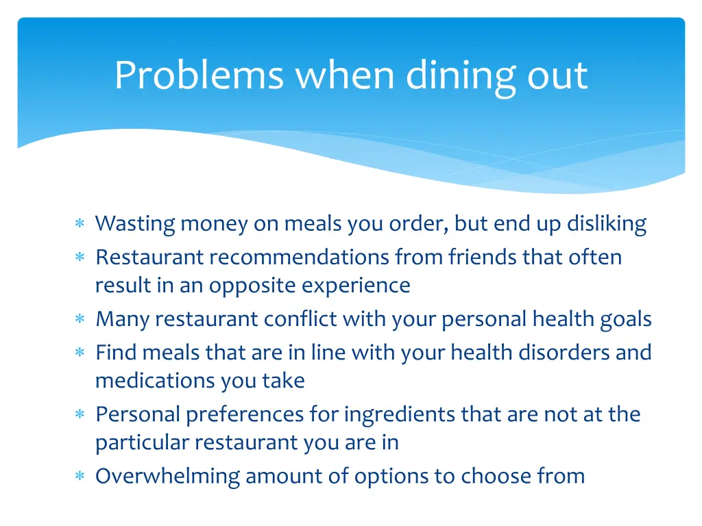 problems when dining out