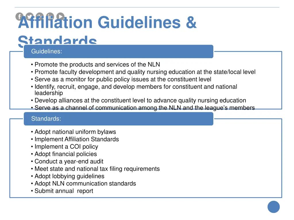 affiliation guidelines standards guidelines
