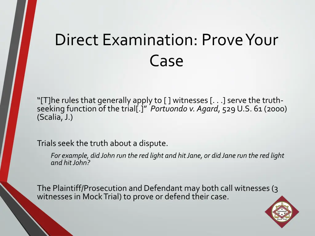 direct examination prove your case