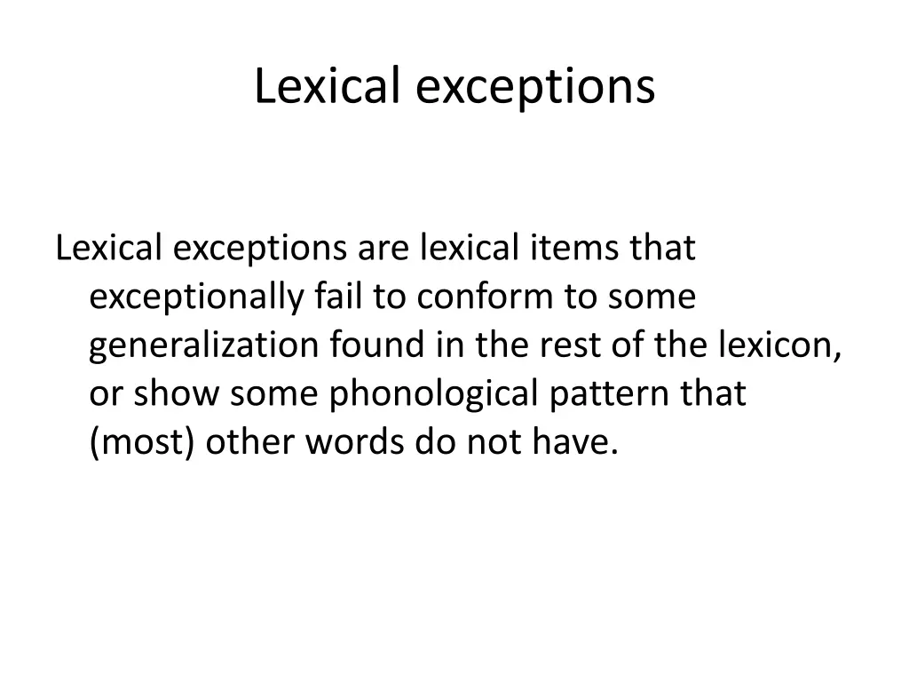 lexical exceptions