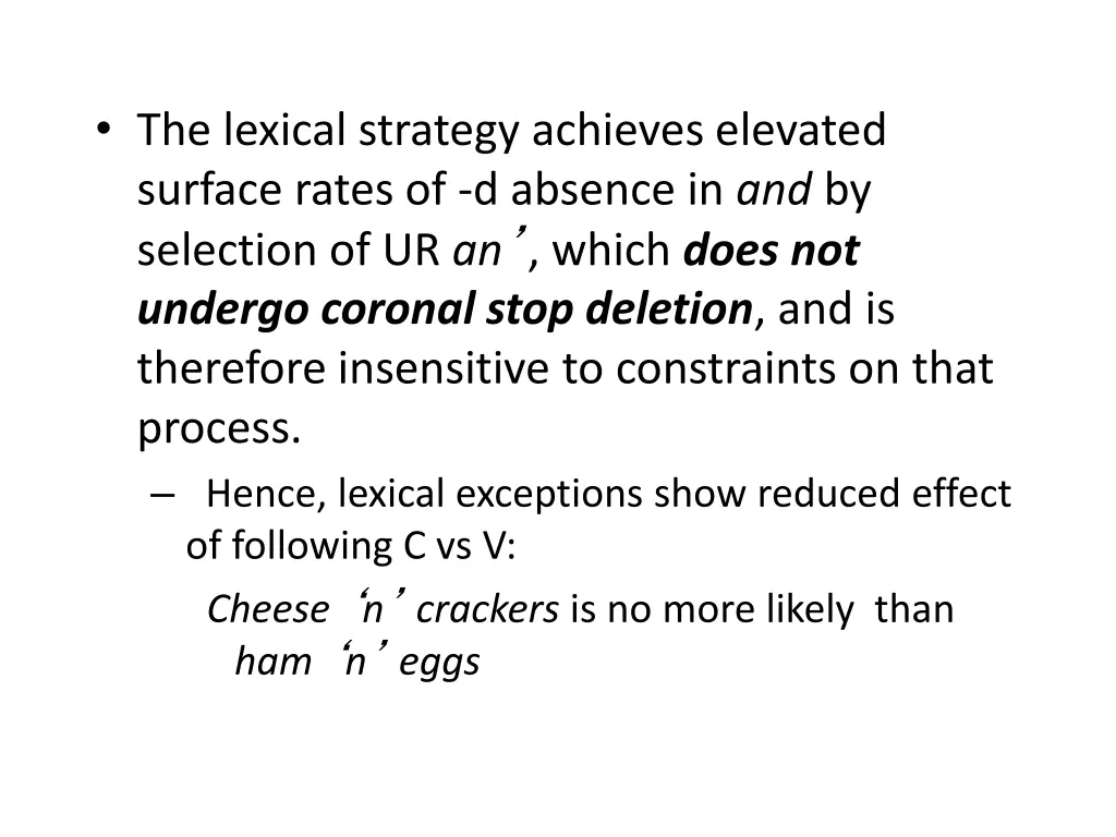 the lexical strategy achieves elevated surface