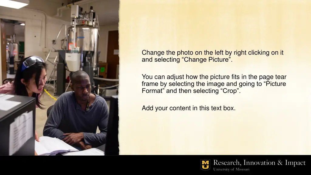 change the photo on the left by right clicking
