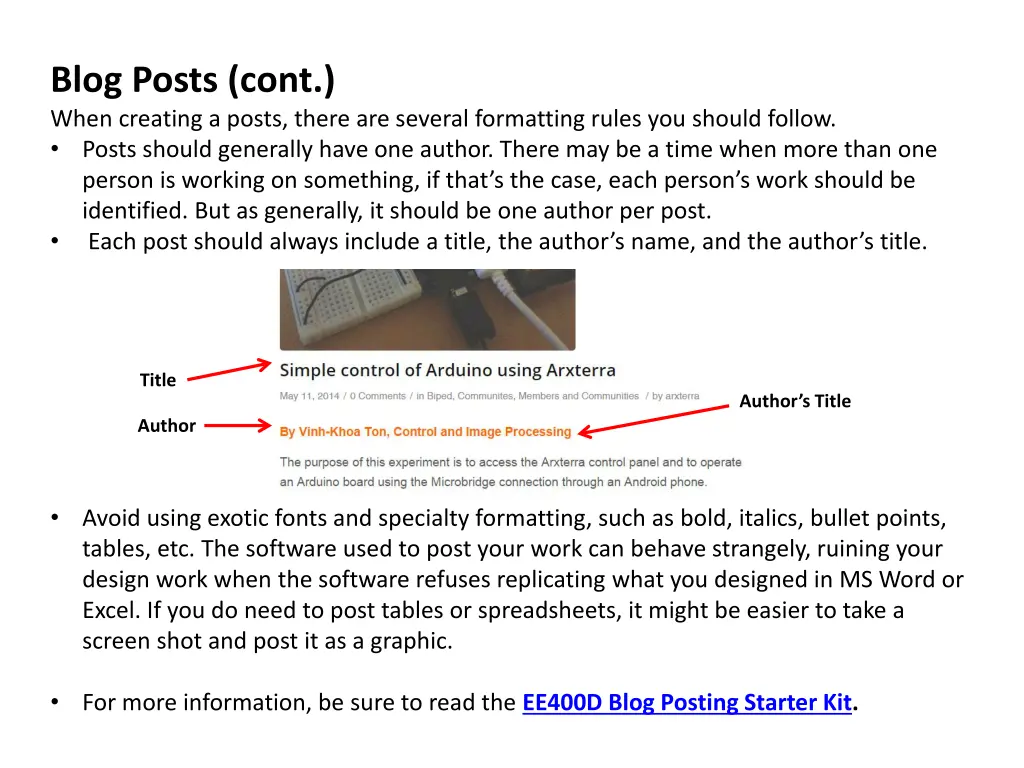 blog posts cont when creating a posts there