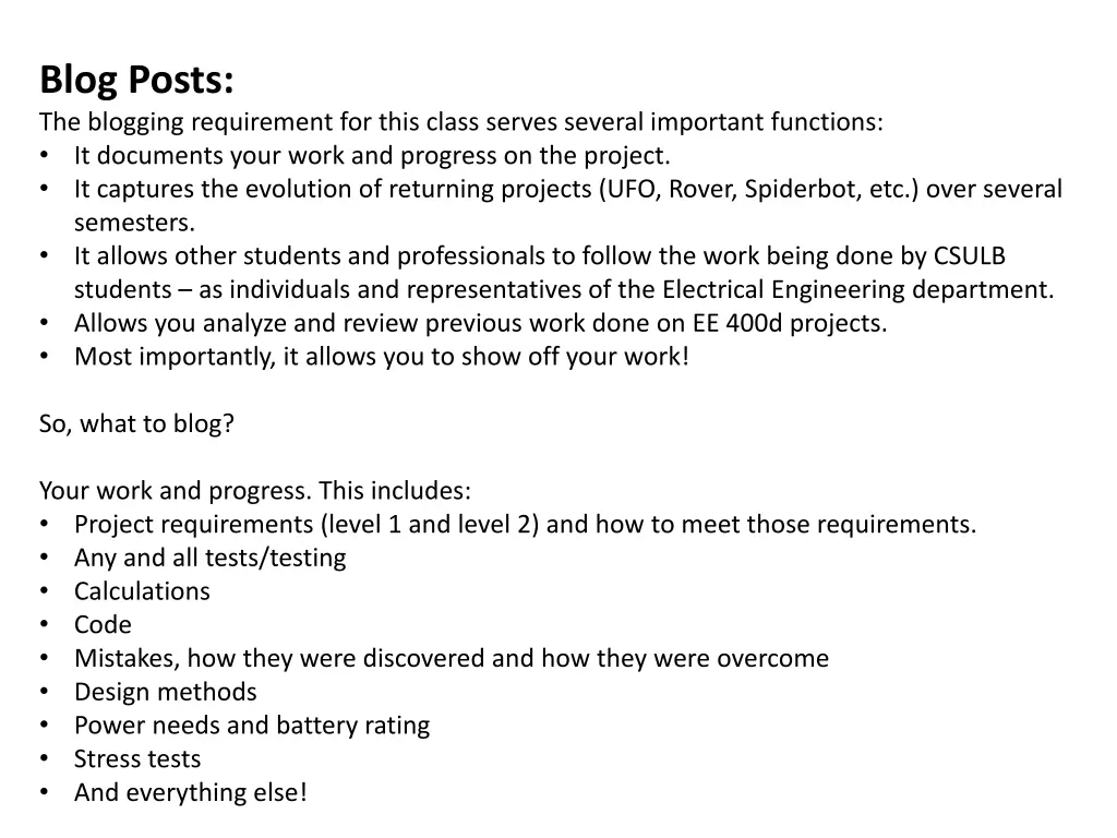 blog posts the blogging requirement for this
