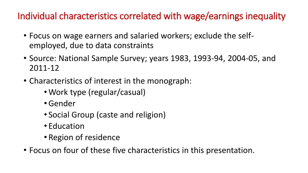 individual characteristics correlated with wage