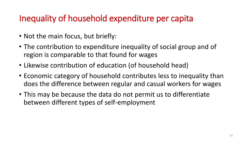 inequality of household expenditure per capita