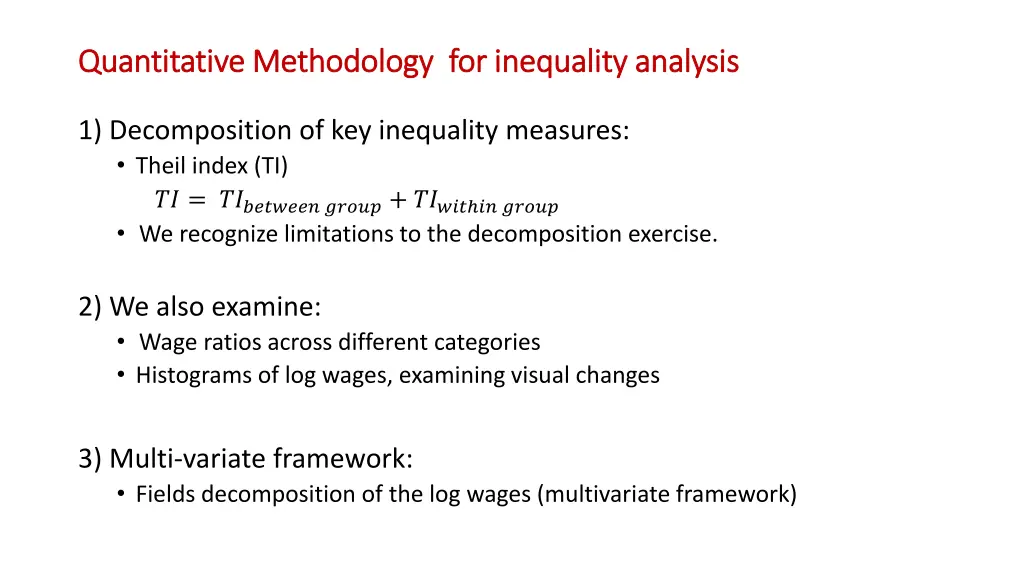 quantitative methodology for inequality analysis