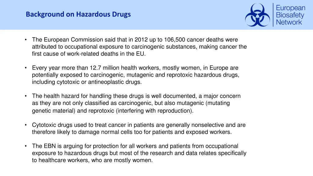 background on hazardous drugs