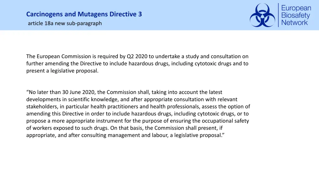 carcinogens and mutagens directive 3 article