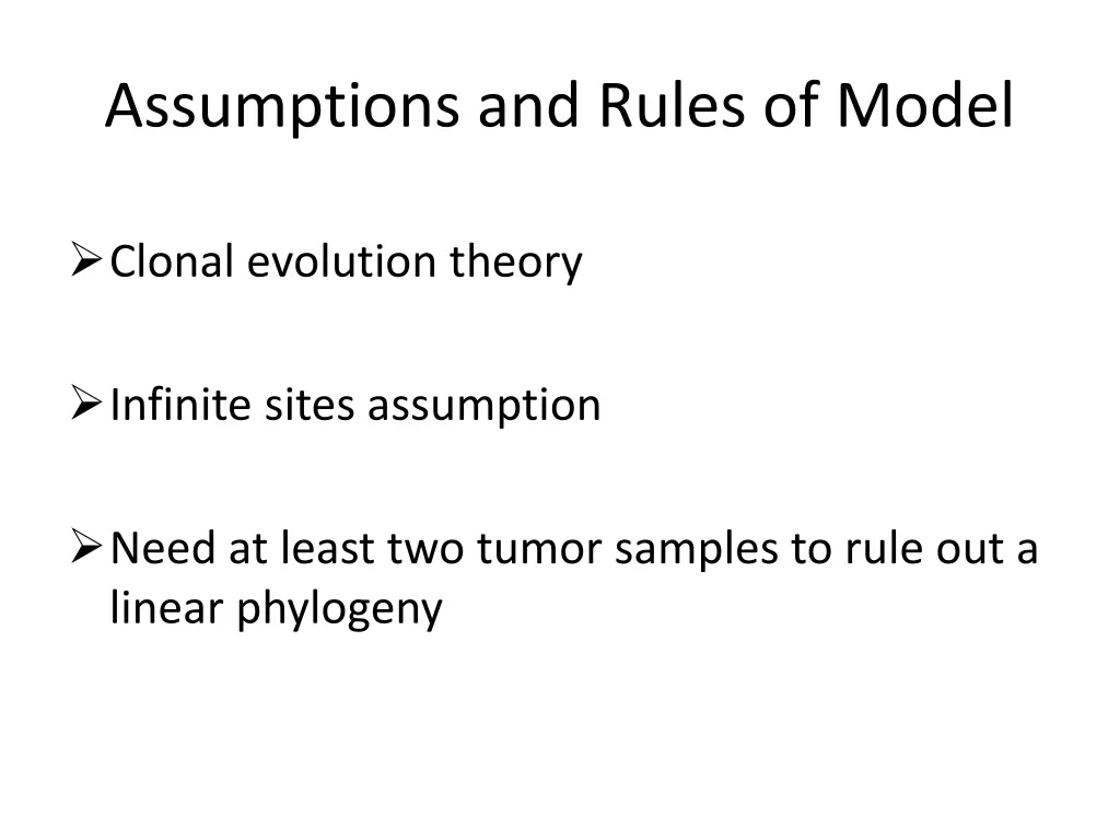 assumptions and rules of model