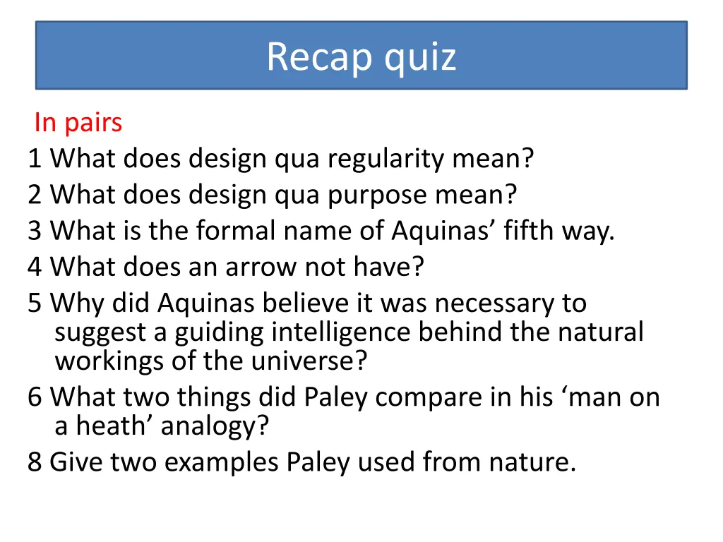 recap quiz