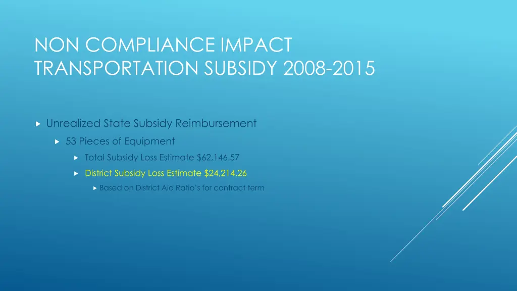 non compliance impact transportation subsidy 2008