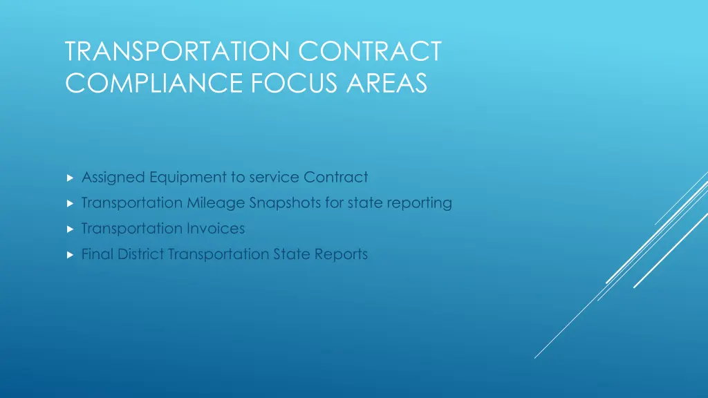 transportation contract compliance focus areas