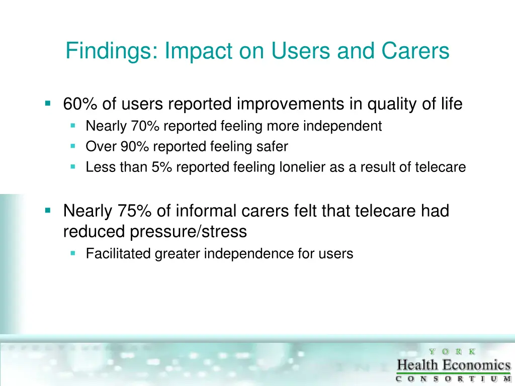 findings impact on users and carers