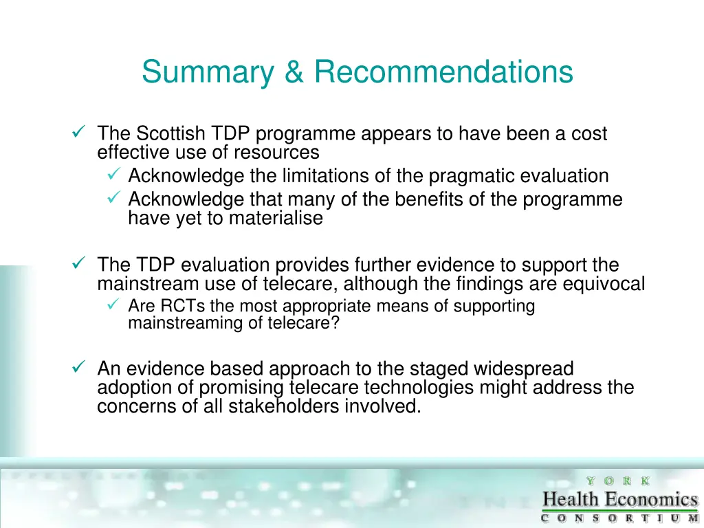 summary recommendations