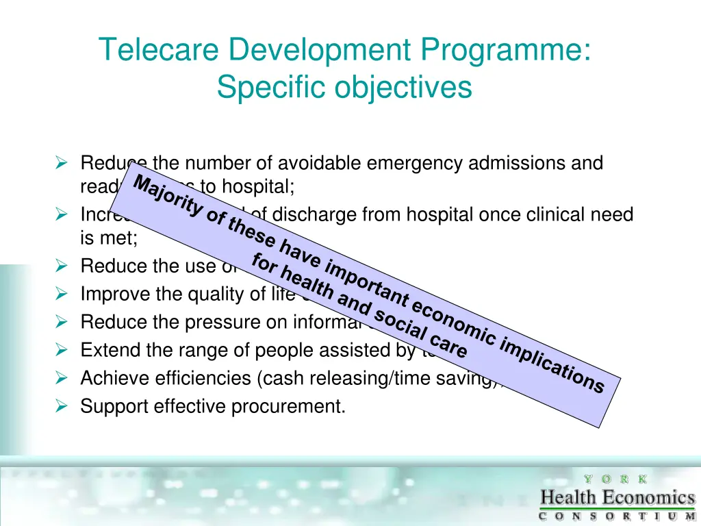 telecare development programme specific objectives