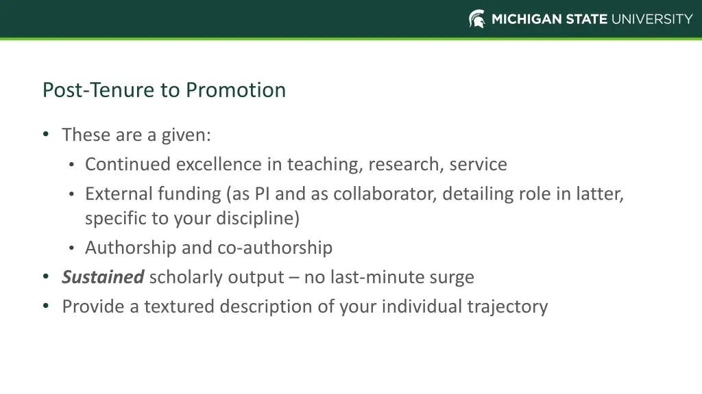 post tenure to promotion