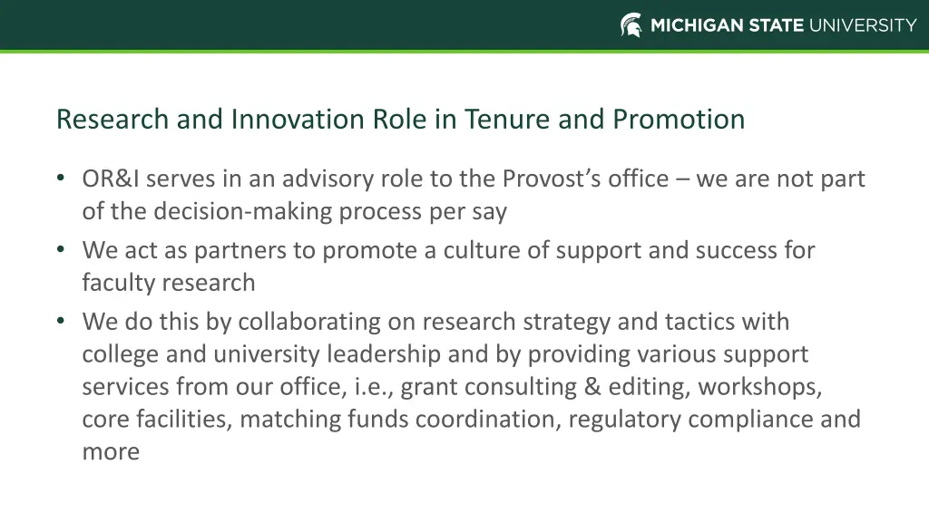 research and innovation role in tenure