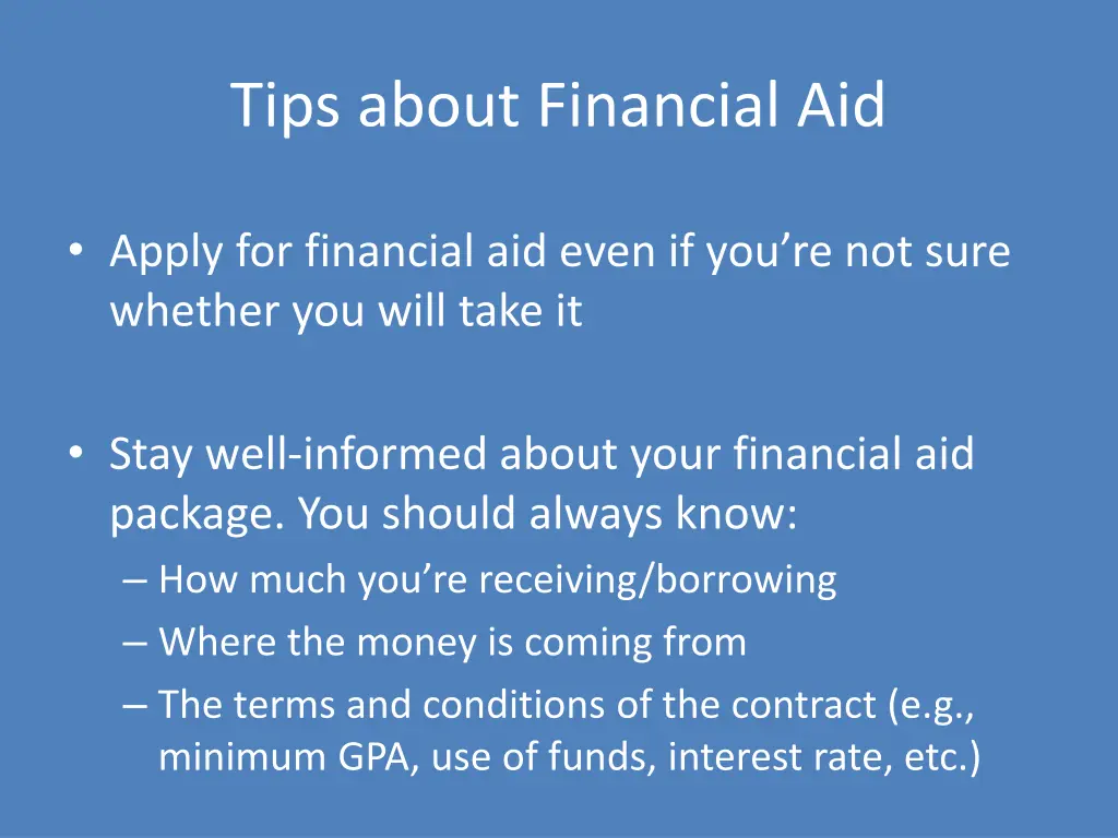 tips about financial aid