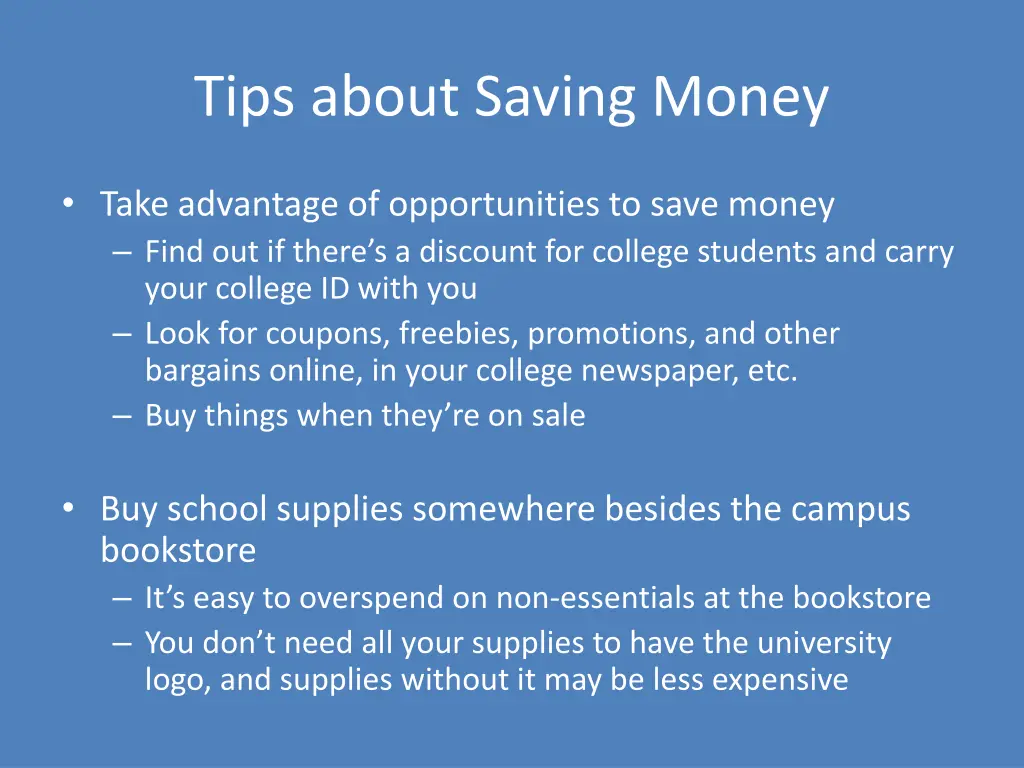 tips about saving money