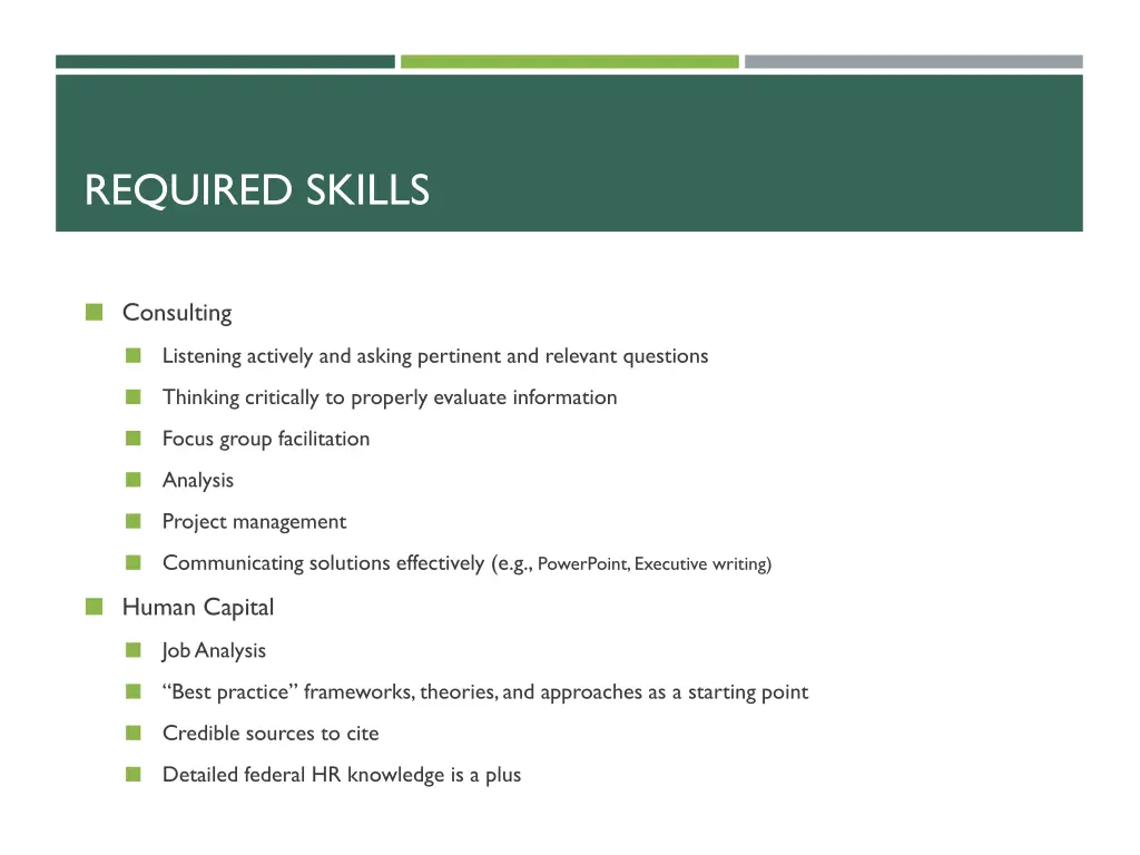 required skills