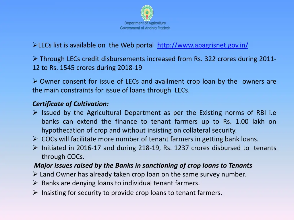 lecs list is available on the web portal http