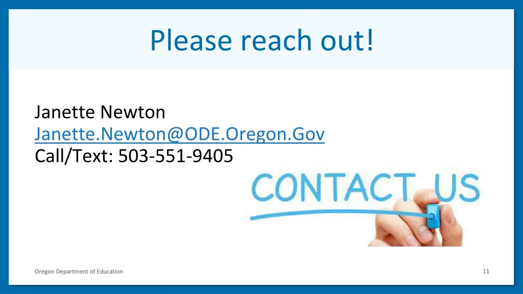 please reach out