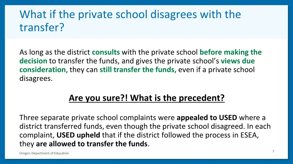 what if the private school disagrees with