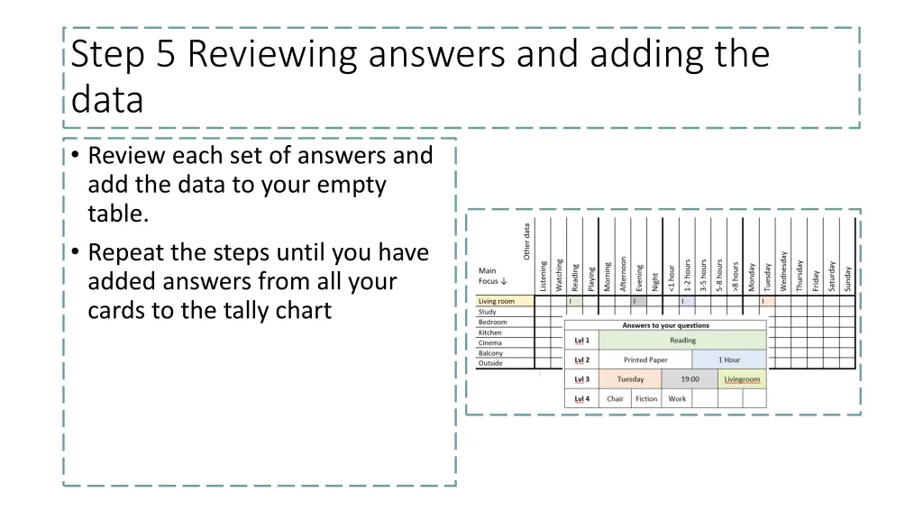step 5 reviewing answers and adding the data