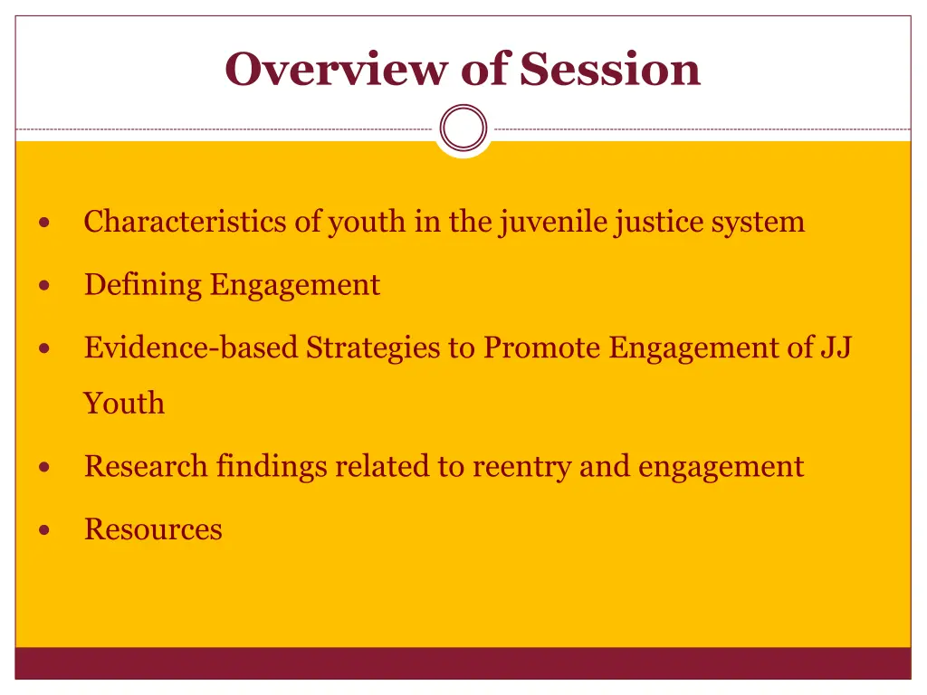 overview of session