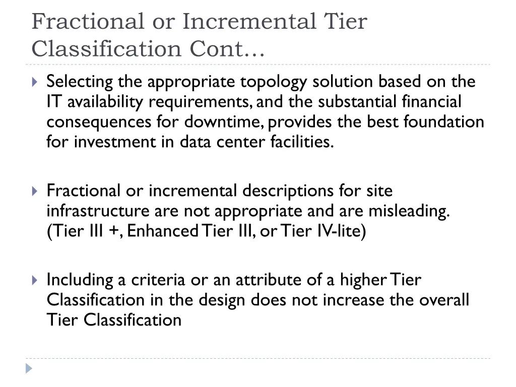 fractional or incremental tier classification cont