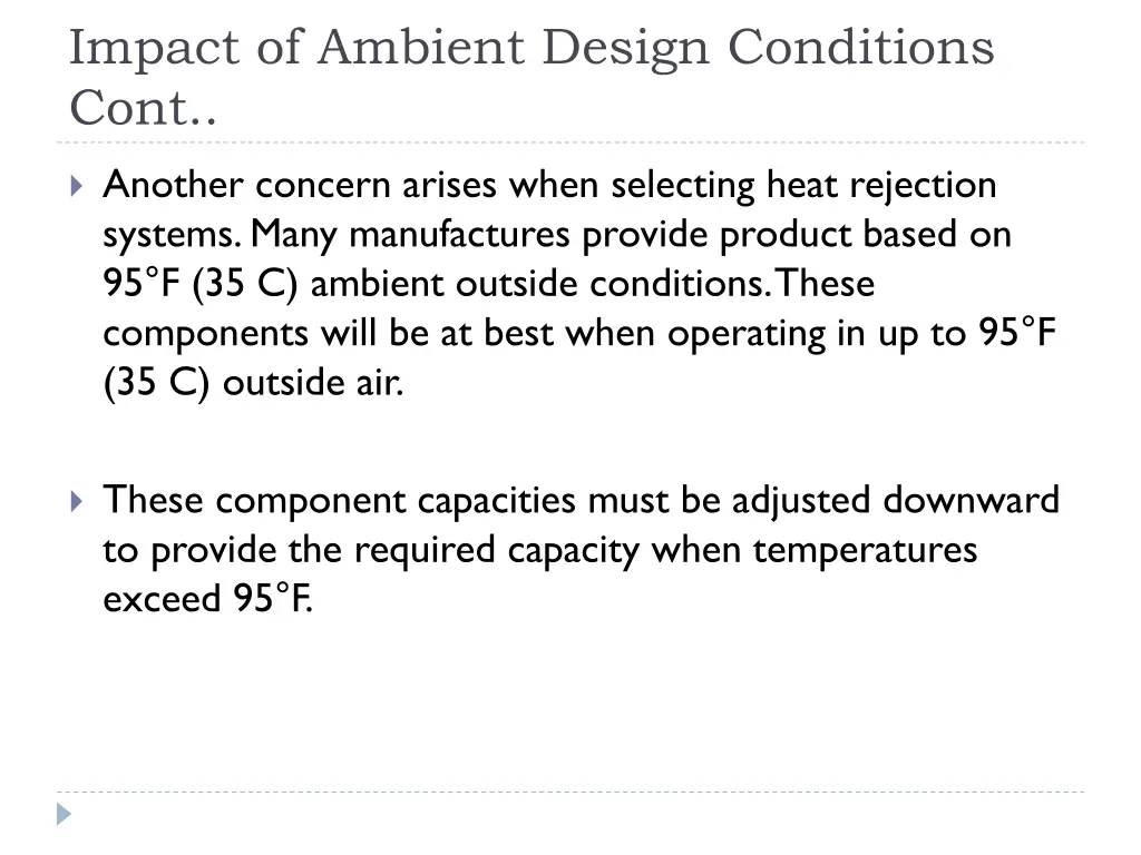 impact of ambient design conditions cont
